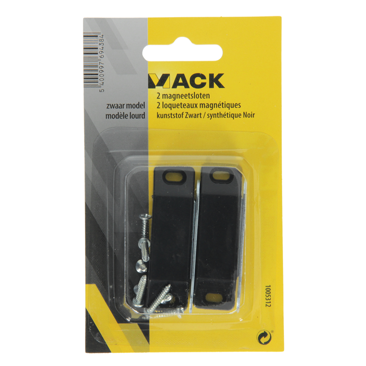 ギャラリービューアに画像をロードする, Mack 1005312 - 2 magneetsloten, zwaar model, kunststof zwart | 10 stuks
