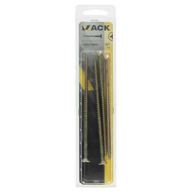 Mack 1006975 - spaanplaatschroef vz kop geelverzinkt 4st 6 x 130mm | 10 stuks