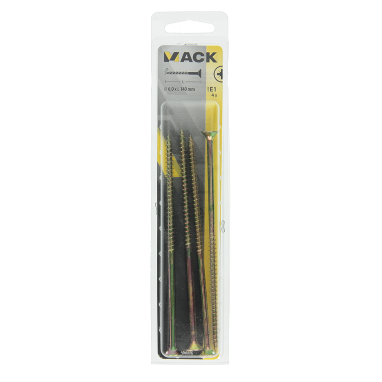 Laden Sie das Bild in Galerie -Viewer, Mack 1006976 - spaanplaatschroef vz kop geelverzinkt 4st 6 x 140mm | 5 stuks
