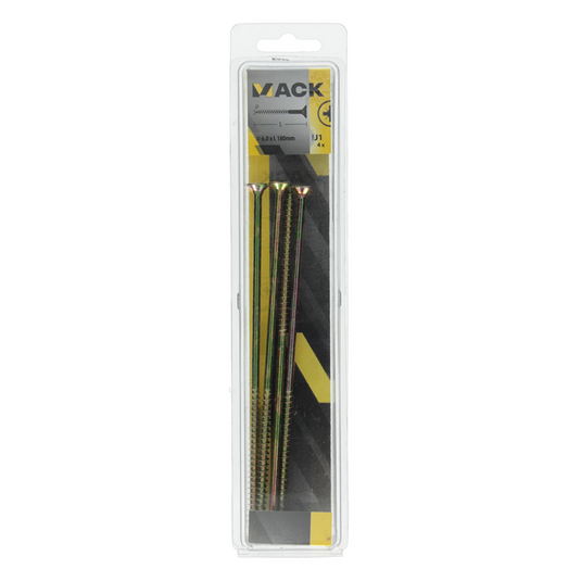 Mack 1006979 - spaanplaatschroef vz kop geelverzinkt 4st 6 x 180mm | 10 stuks