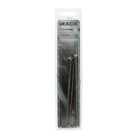 Mack 1006981 - spaanplschrf. vzkop-zelfb geelverzinkt 4st 6 x 130mm | 10 stuks