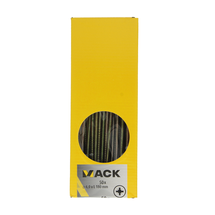 Afbeelding laden in galerijviewer, Mack 1006990 - spaanplaatschroef vz kop geelverzinkt 50st 6 x 180mm | 2 stuks
