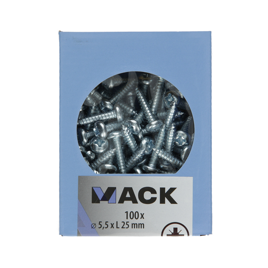 Mack 1007005 - zelftap. schroef cyl. kop 100 100 st 5,5x25mm | 5 stuks