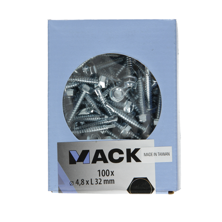 Afbeelding laden in galerijviewer, Mack 1007023 - zelfbor. schroef zeskant 100 100 st 4,8x32mm | 5 stuks
