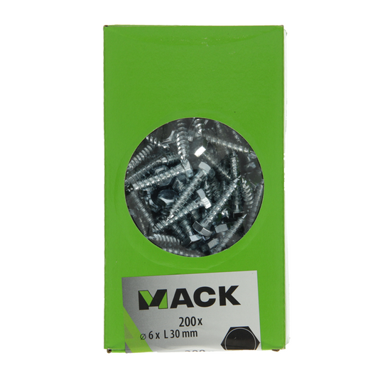 Mack 1007028 - houtdraadbout staal verzinkt 200 st 6 x 30 mm | 5 stuks