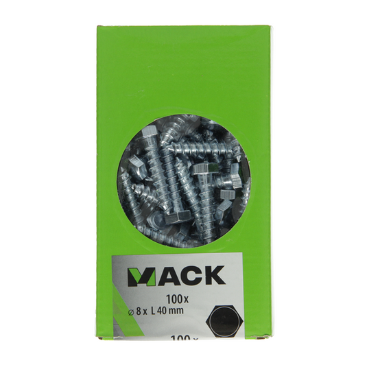 Mack 1007037 - houtdraadbout staal verzinkt 100 st 8 x 40 mm | 5 stuks