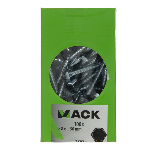 Mack 1007038 - houtdraadbout staal verzinkt 100 st 8 x 50 mm | 2 stuks
