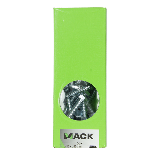 Mack 1007044 - houtdraadbout staal verzinkt 50 st 10 x 60 mm | 1 stuks