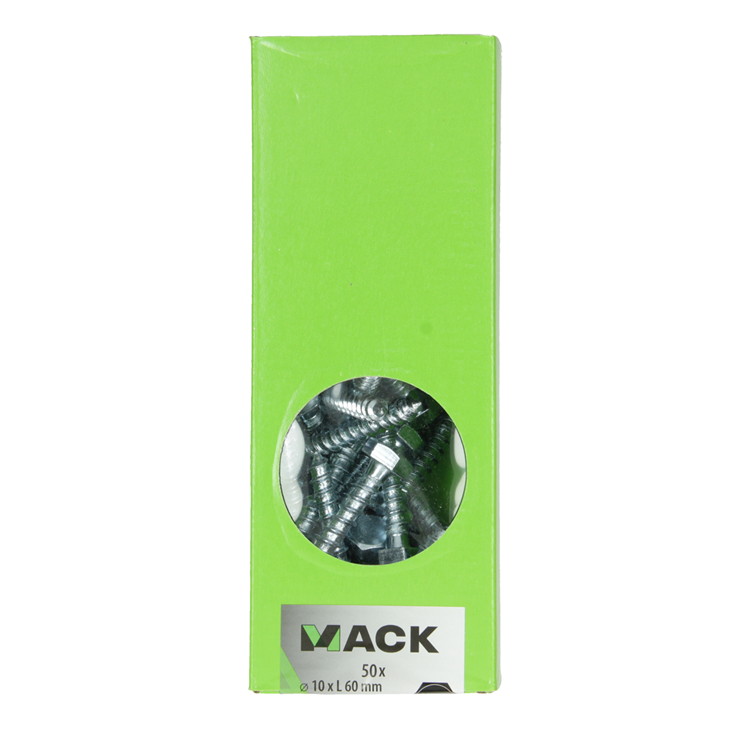Afbeelding laden in galerijviewer, Mack 1007044 - houtdraadbout staal verzinkt 50 st 10 x 60 mm | 2 stuks
