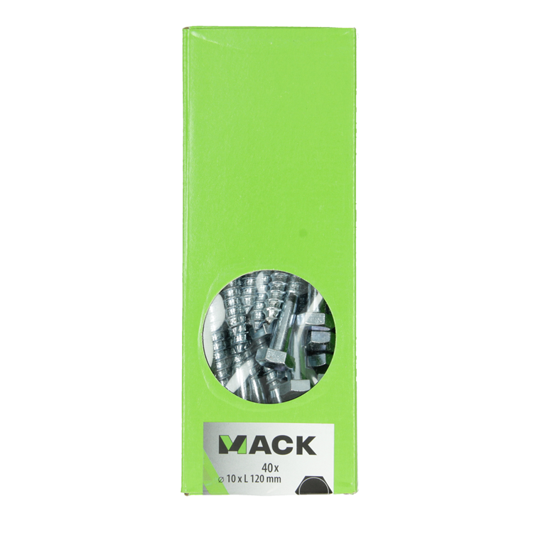 Afbeelding laden in galerijviewer, Mack 1007047 - houtdraadbout staal verzinkt 40 st 10 x 120 mm | 1 stuks

