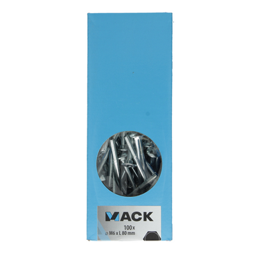 Mack 1007055 - houtbout + moer verzinkt 100 st 6 x 80 mm | 2 stuks