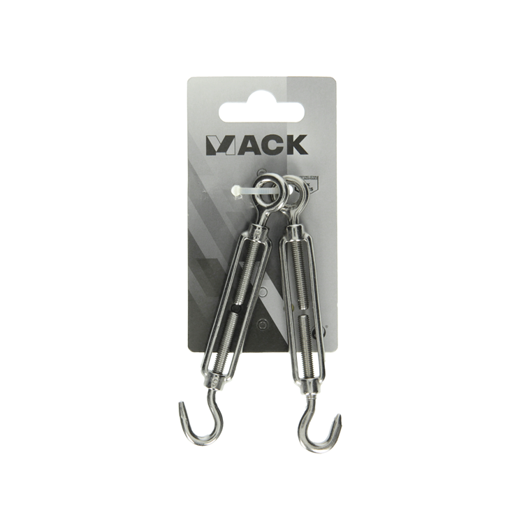 Laden Sie das Bild in Galerie -Viewer, Mack 1008436 - 2 spanners oog + haak m5 x 50mm inox | 10 stuks

