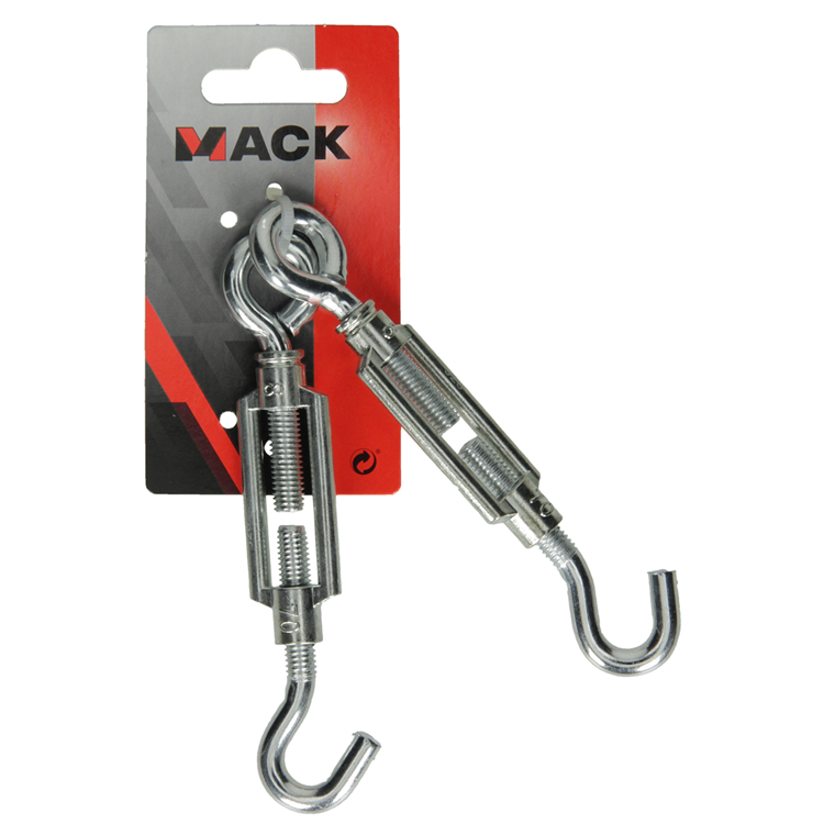 Afbeelding laden in galerijviewer, Mack 1008475 - 2 spanners oog + haak m8 x 70mm verzinkt | 10 stuks

