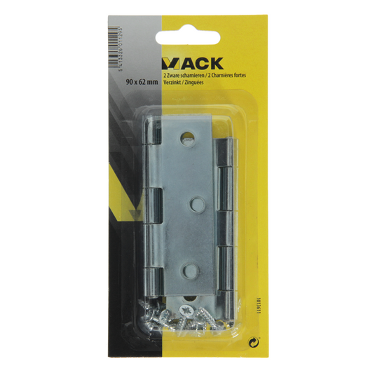 Mack 1013611 - 2 zware scharnieren verzinkt h 90 x b 62 mm | 5 stuks
