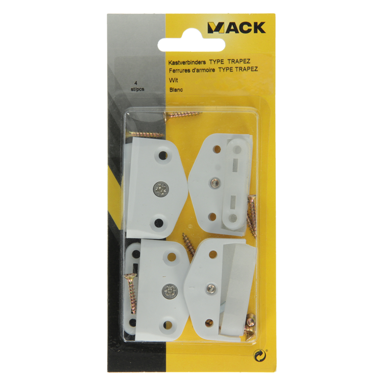 Laden Sie das Bild in Galerie -Viewer, Mack 1015832 - 4 paneelverbinders trapez wit | 5 stuks
