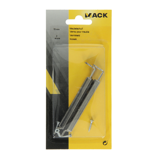 Mack 1013272 - 2 meubelschuiven vernikkeld a 70 - b 21 mm | 5 stuks