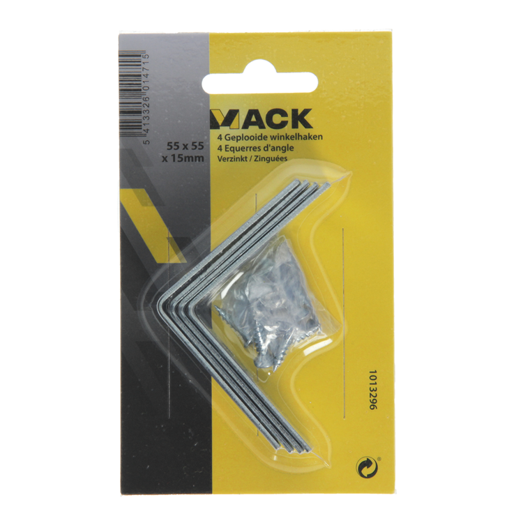 Chargez l'image dans la visionneuse de la galerie, Mack 1013296 - 4 geplooide winkelhaken verzinkt 55x55x15x2mm | 10 stuks
