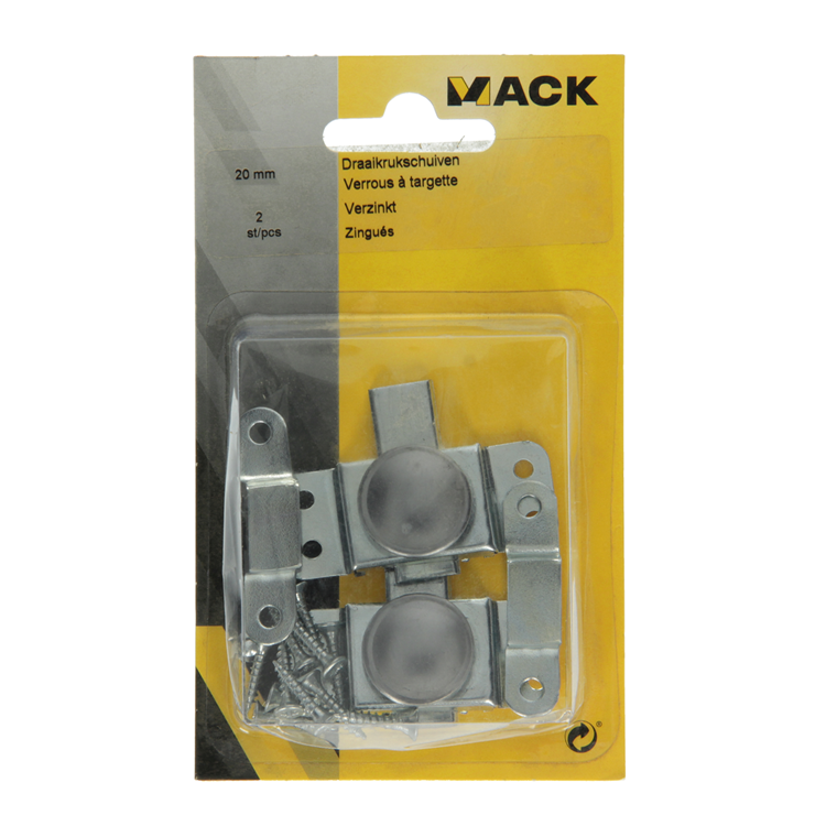 Chargez l'image dans la visionneuse de la galerie, Mack 1014105 - 2 draaikrukschuiven verzinkt a 20 - b 13 mm | 5 stuks
