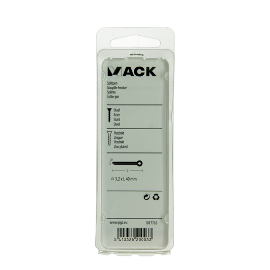 Mack 1017765 - splitpen staal verzinkt 12 st 3,2 x 40 mm | 10 stuks
