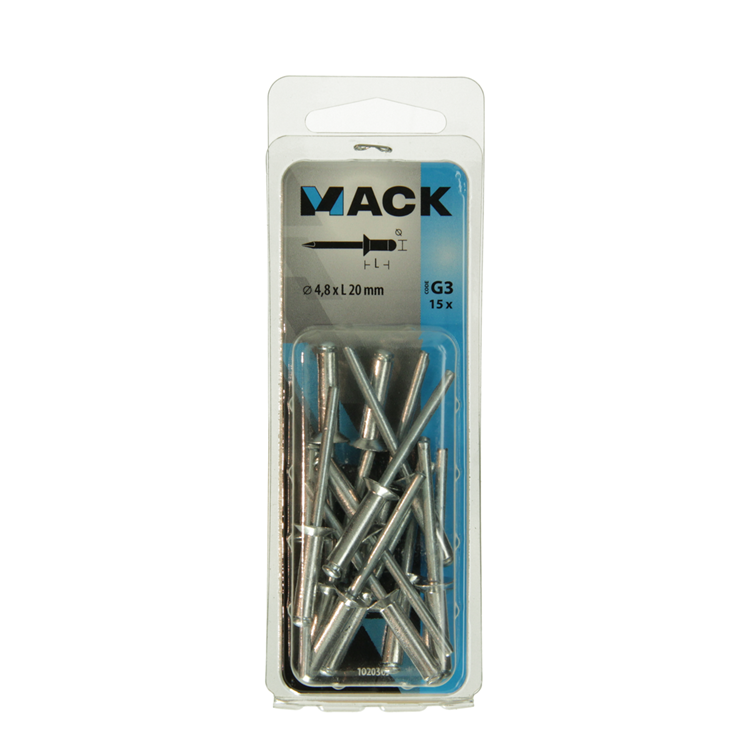 Afbeelding laden in galerijviewer, Mack 1020307 - 15 blindnieten alu 4,8x20mm | 5 stuks
