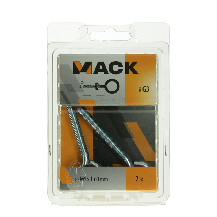Afbeelding laden in galerijviewer, Mack 1017793 - schroefoog metrisch + moer verzinkt 2 st m8 x 60 mm | 5 stuks
