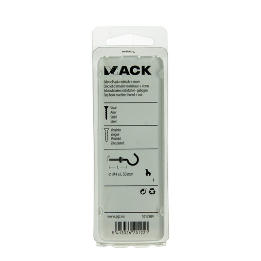 Mack 1017809 - schroefhaak metrisch + moer verziinkt 5st m4 x 50 mm | 10 stuks