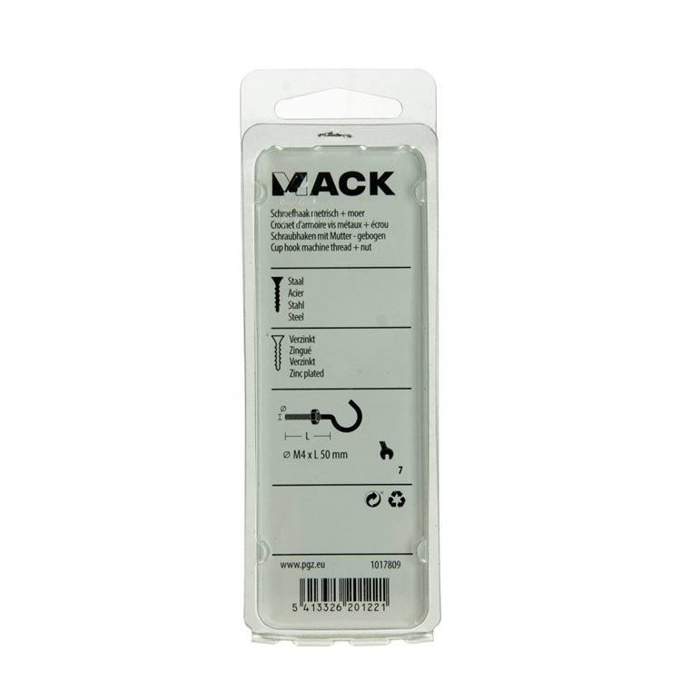 Laden Sie das Bild in Galerie -Viewer, Mack 1017809 - schroefhaak metrisch + moer verziinkt 5st m4 x 50 mm | 10 stuks
