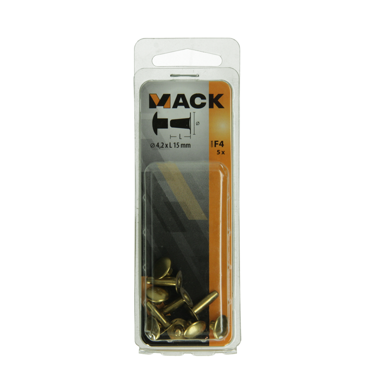 Afbeelding laden in galerijviewer, Mack 1019719 - klinknagel messing 5 st 4,2 x 15 mm | 10 stuks
