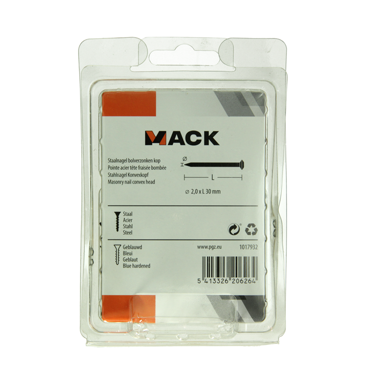 Afbeelding laden in galerijviewer, Mack 1017932 - staalnagel bvk staal geblauwd 200 gr 2,0 x 30 mm | 5 stuks
