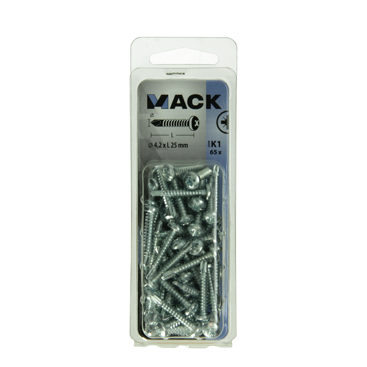 Afbeelding laden in galerijviewer, Mack 1018085 - zelfborende schroef cylkop verz. 65st 4,2 x 25 mm | 5 stuks
