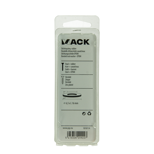 Mack 1018134 - dichtingsring rubber verzinkt 40 st 6,5 x 16 mm | 5 stuks