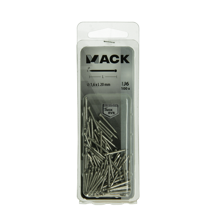 Laden Sie das Bild in Galerie -Viewer, Mack 1020024 - nagel ronde kop inox a2 100 st 1,6 x 20 mm | 5 stuks
