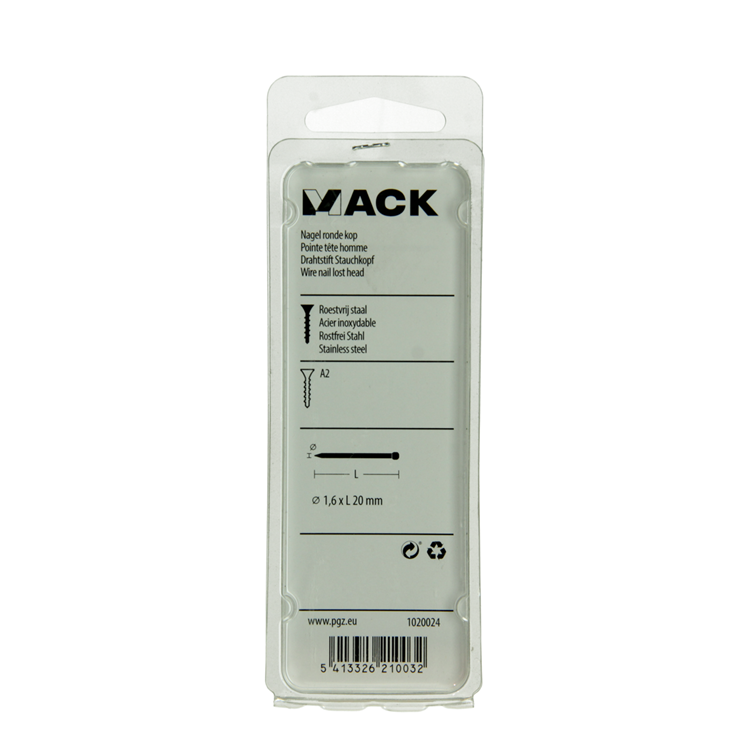 Laden Sie das Bild in Galerie -Viewer, Mack 1020024 - nagel ronde kop inox a2 100 st 1,6 x 20 mm | 5 stuks
