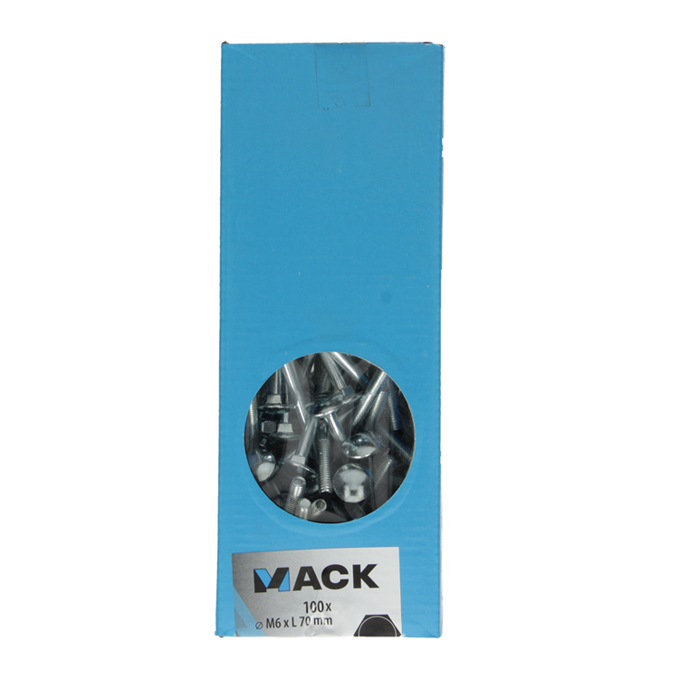 Cargue la imagen en el visor de la galería, Mack 1007054 - houtbout + moer verzinkt 100 st 6 x 70 mm | 1 stuks
