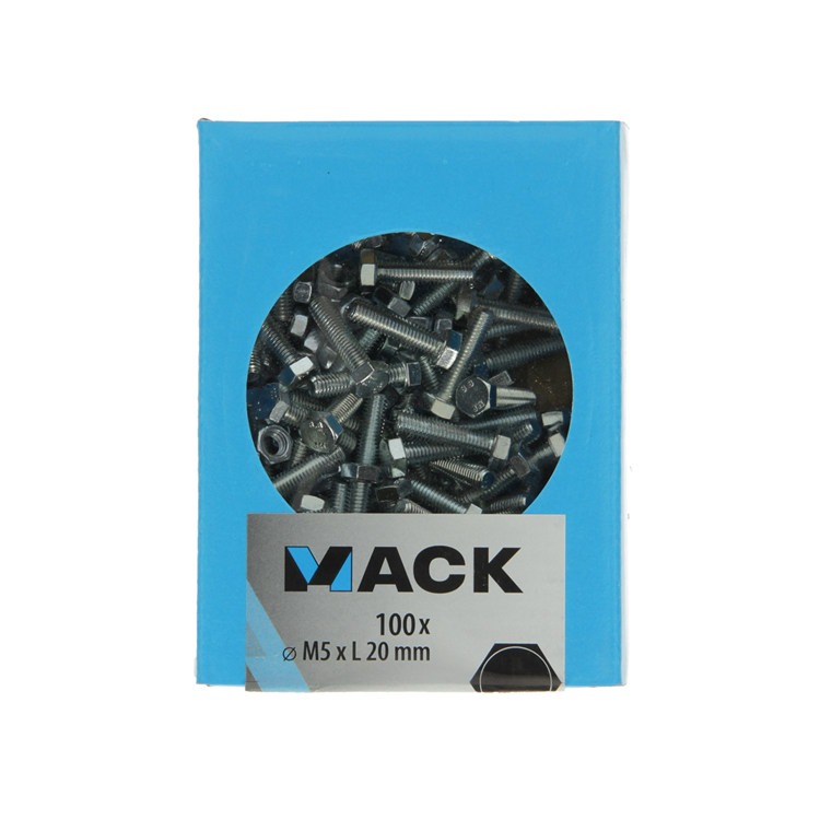 Afbeelding laden in galerijviewer, Mack 1007069 - tapbout + moer verzinkt 100 st 5 x 20 mm | 5 stuks
