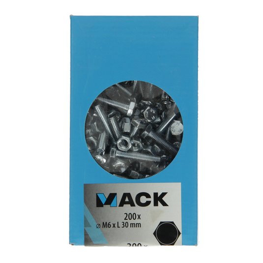 Mack 1007072 - tapbout + moer verzinkt 200 st 6 x 30 mm | 4 stuks
