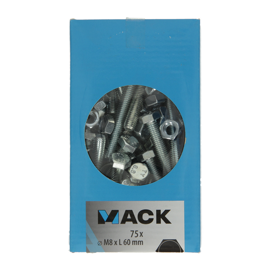 Mack 1007080 - tapbout + moer verzinkt 75 st 8 x 60 mm | 2 stuks