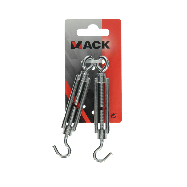 Afbeelding laden in galerijviewer, Mack 1008459 - 2 spanners oog + haak m5 x 70mm verzinkt | 10 stuks
