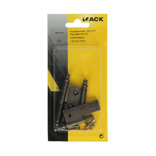 Mack 1013558 - 2 meubelpaumellen rechts verbronsd h 50 x b 40 mm | 5 stuks