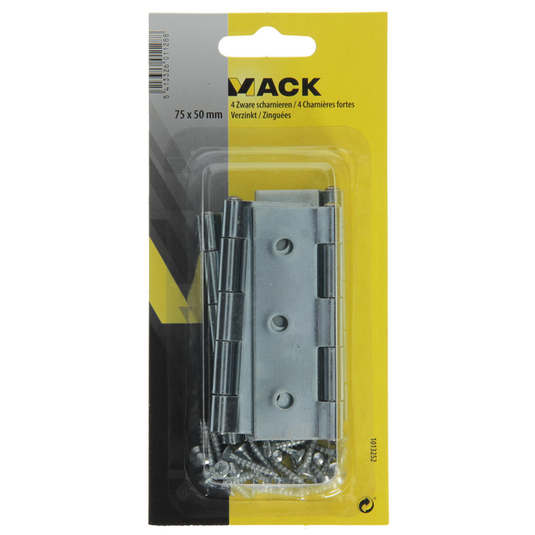 Mack 1013252 - 4 zware scharnieren verzinkt h 75 x b 50 mm | 5 stuks