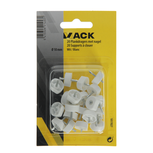 Mack 1017027 - 20 plankdragers met nagel wit | 5 stuks