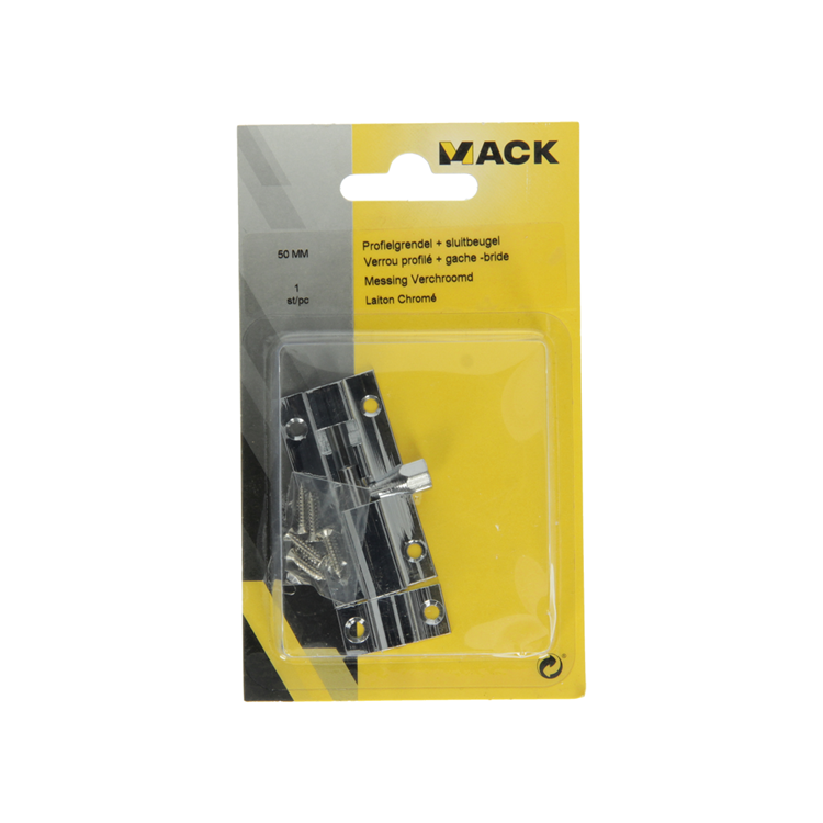 Afbeelding laden in galerijviewer, Mack 1013684 - 1 schuifgrendel messing verchroomd a 50 - b 16 mm | 5 stuks
