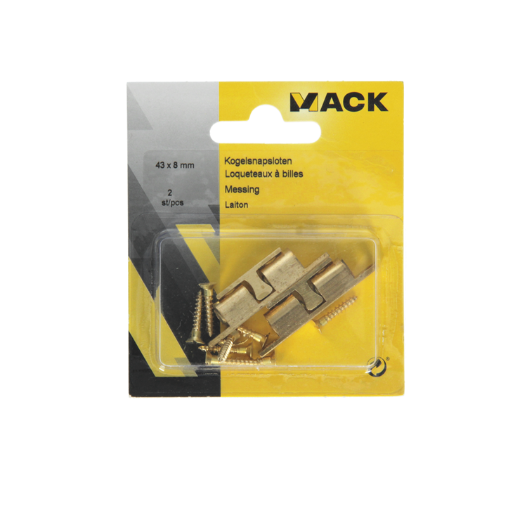 Afbeelding laden in galerijviewer, Mack 1013771 - 2 kogelsnapsloten messing h 44 x b 8 mm | 5 stuks

