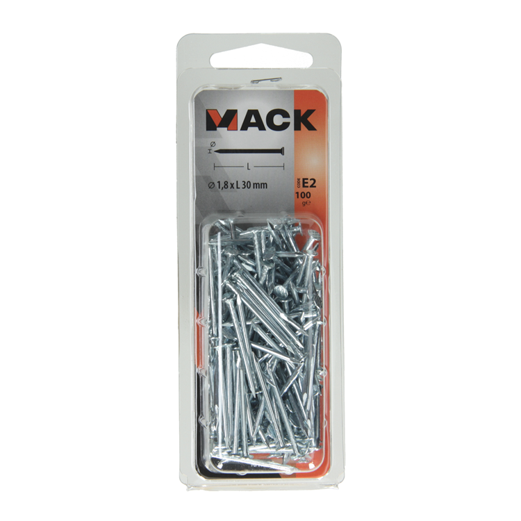 Afbeelding laden in galerijviewer, Mack 1017150 - nagel platte kop staal verzinkt 100 gr 1,8 x 30 mm | 5 stuks
