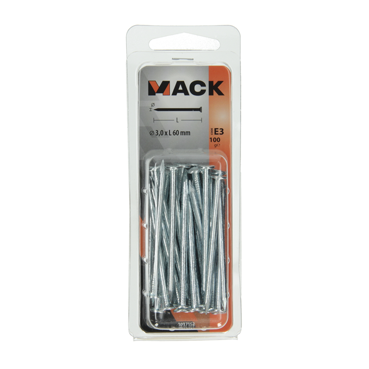 Afbeelding laden in galerijviewer, Mack 1017153 - nagel platte kop staal verzinkt 100 gr 3,0 x 60 mm | 5 stuks

