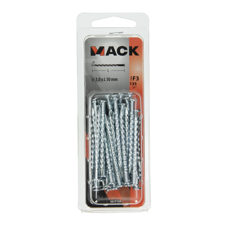 Afbeelding laden in galerijviewer, Mack 1017159 - getorste nagel pk verzinkt 135gr 3,0 x 50 mm | 5 stuks
