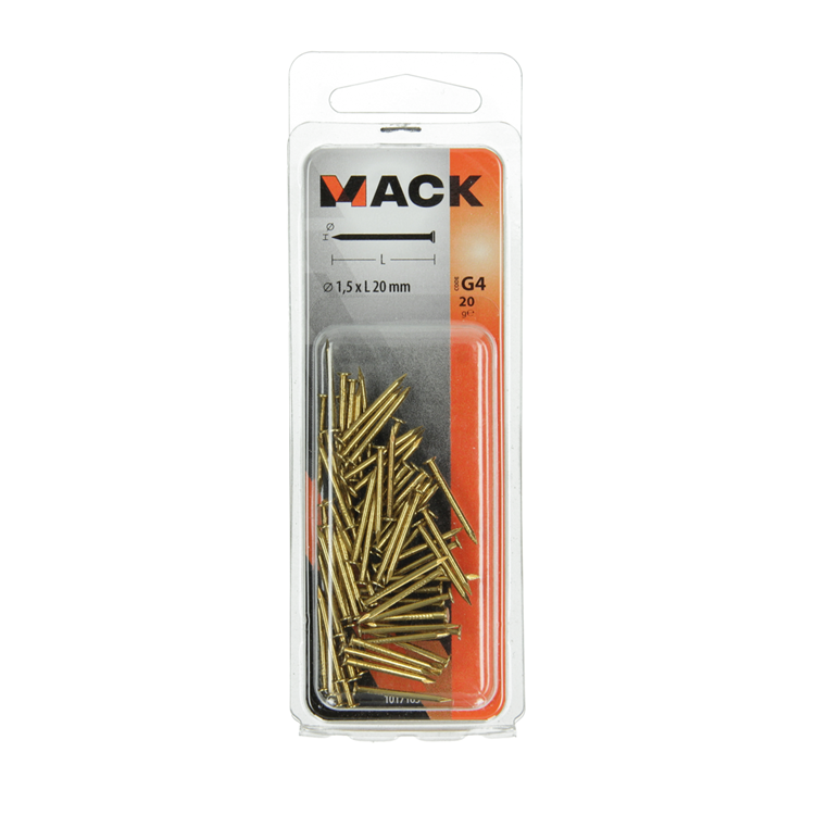Afbeelding laden in galerijviewer, Mack 1017163 - nagel platte kop messing 20 gr1,5 x 20 mm | 10 stuks
