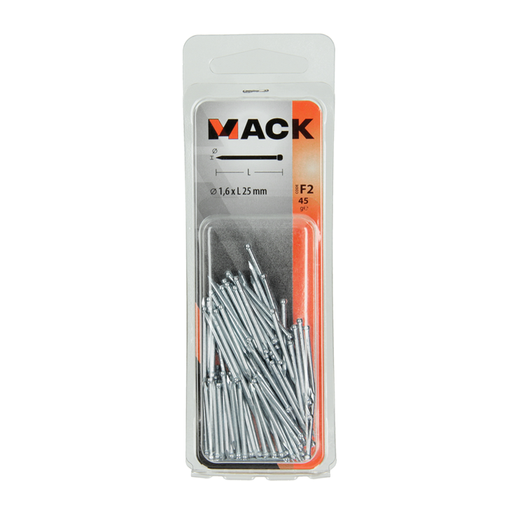 Afbeelding laden in galerijviewer, Mack 1017175 - nagel ronde kop staal gehard 45 gr 1,6 x 25 mm | 10 stuks
