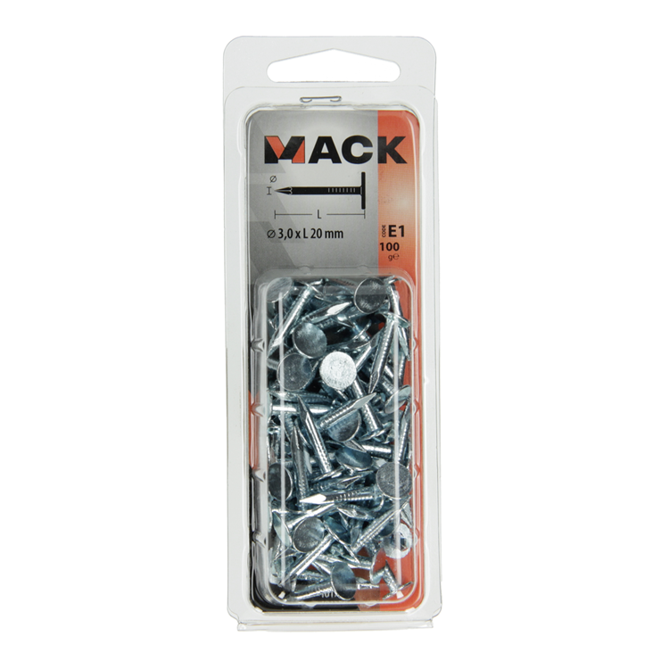 Afbeelding laden in galerijviewer, Mack 1017201 - schalienagel staal verzinkt 100 gr 3,0 x 20 mm | 5 stuks
