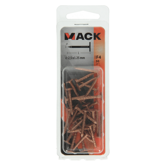 Mack 1019641 - schalienagel koper 30 gr 2,5 x 25mm | 10 stuks